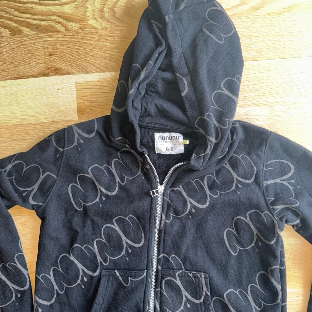 Nununu Black Hoodie with Scribble Design